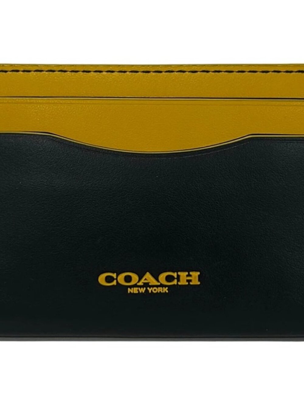 COACH F84744 Dark Navy Dark yellow Leather Card Case
